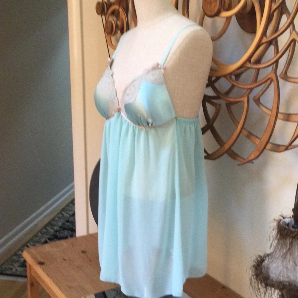Host Pic💕💕Gorgeous Sheer Intimate Sz M  Light Blue  with Lace Trim. - Picture 3 of 8
